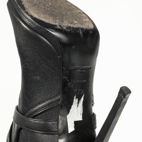 Saint Laurent Nero Leather Wraparound Open-Toe Booties - Picture 4 of 8